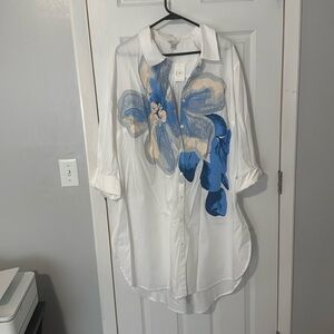 NWT CATO SHIRT DRESS 3/4 SLEEVE BUTTON DOWN